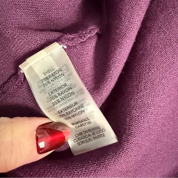 Calvin Kleon Women's Eggplant size large Open-Front Shrug Sweater - Picture 7 of 9